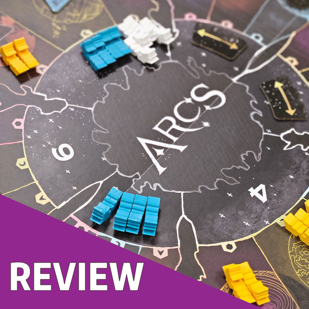 cover image for a review article of the board game "arcs" from leder games. Review by Joyful Games