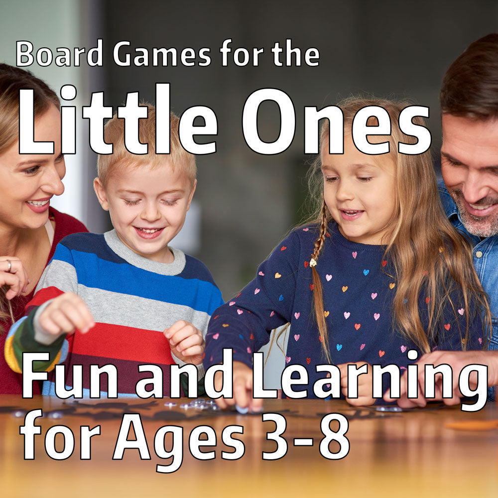 cover image for an article about board games for kids ages 3-8 with examples