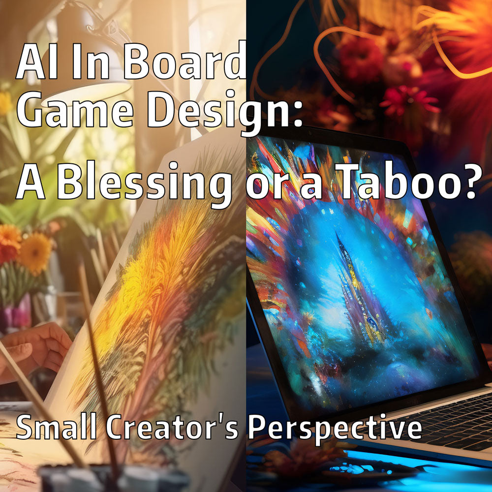 cover image for an article outlining pros and cons of using AI in board game design