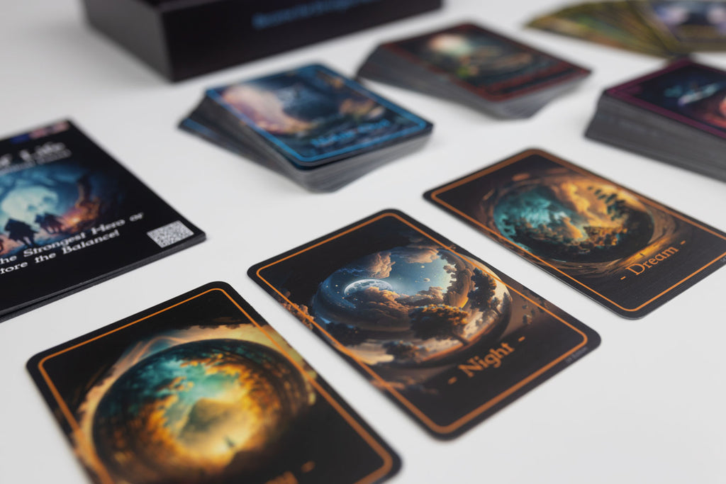 Close up of the cards of Spheres of Life: Mythical Forest board game