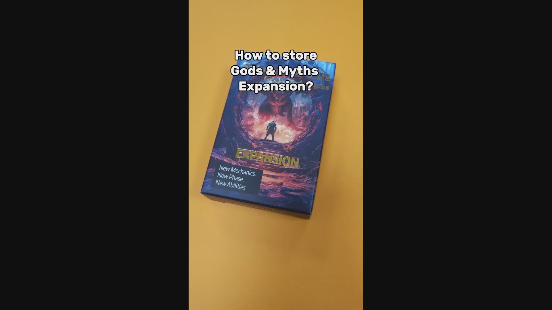 short tutorial video on how to store the Gods & Myths expansion for the Spheres of Life Card game